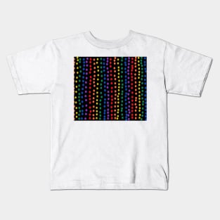 Rainbow Candy Dots on Black Kids T-Shirt